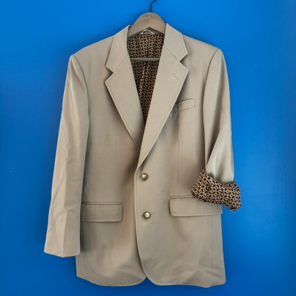 Vintage H. Berruchi Mens Custom Designer Cream Tailored Blazer Jacket - L